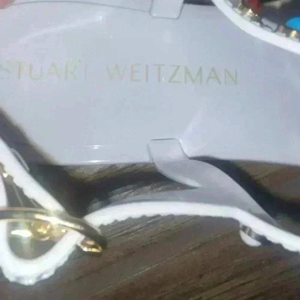 STUART WEITZMAN Womens White Slingback Studded Sawye Thong Sandals - Picture 2 of 3